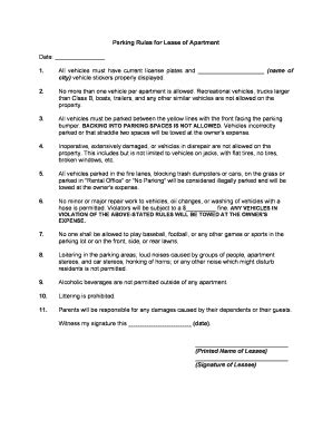 tenant parking rules and regulations